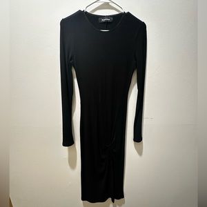 Reformation black, long sleeve, ribbed maxi dress